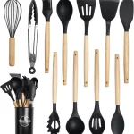 12-Piece Premium Silicone Kitchen Utensil Set with Wooden Handles